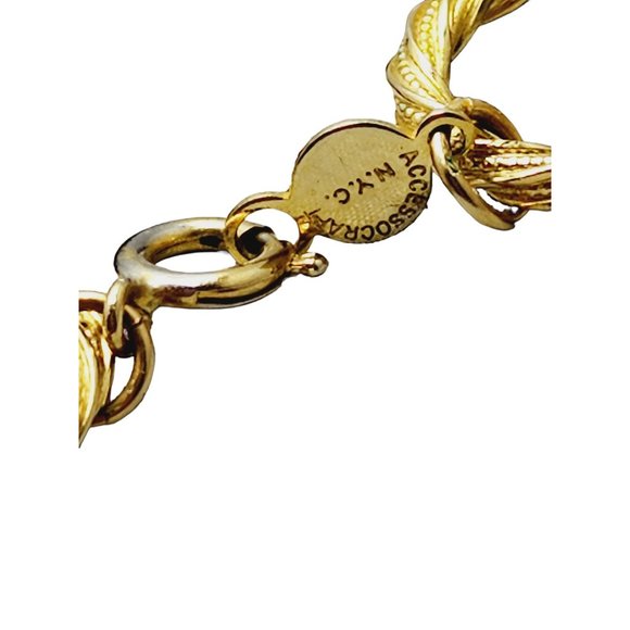 Vintage Signed Accessocraft Banana Wood Slice Chain Necklace (A1078) - Picture 3 of 5